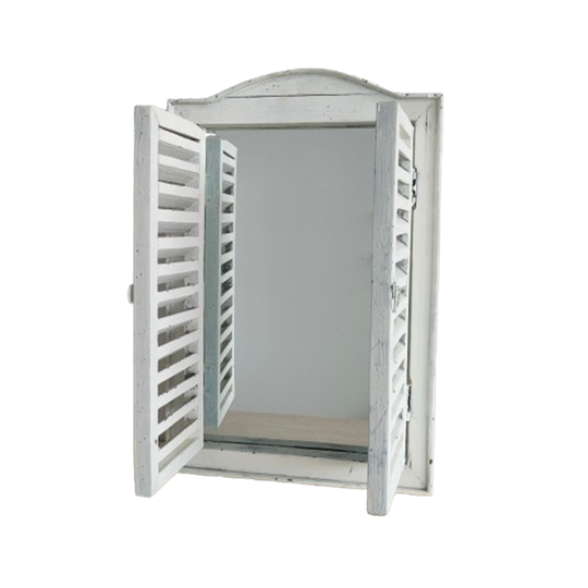 Decoratieve Spiegel Met Louvredeurtjes (whitewash) 1
