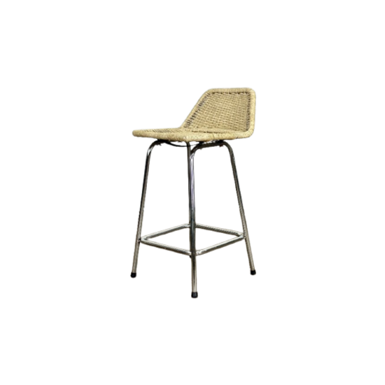 Vintage Barkruk - Riet / Rotan 1