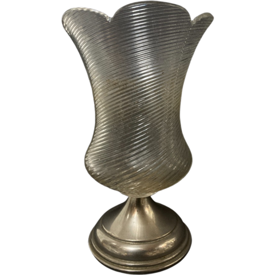 Vaas Van Fries Draadglas Op Nikkelen Voet, 16 Cm Hoog 1