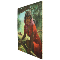 Groot Schilderij Zigeunerin Jonge Vrouw Olieverf Op Doek 1964