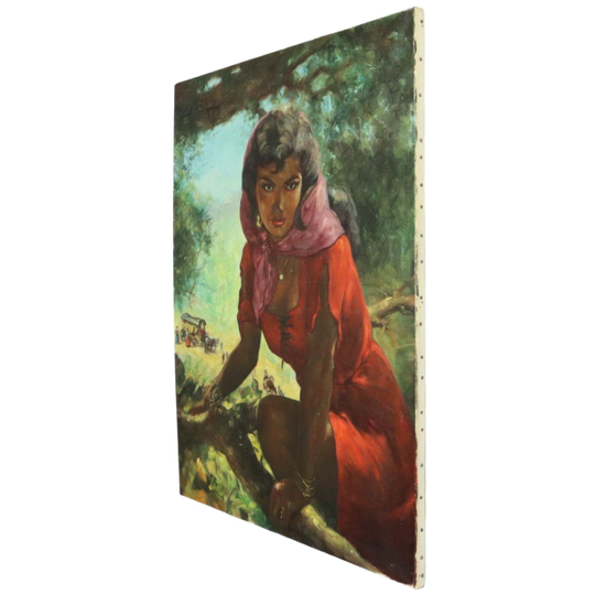 Groot Schilderij Zigeunerin Jonge Vrouw Olieverf Op Doek 1964 1