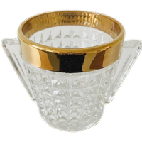 Mid-century Ijsemmer Zwaar Geslepen Kristal Met Handvatten Messing 1950’s