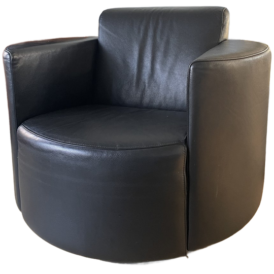 Montel Draaibare Designer Fauteuil Rondo Zwart Leer 1