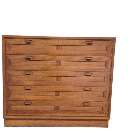 Mid Century Grenen Fineer Zweedse Vintage Ladekast Commode 1