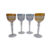 4 Zware Vintage Gekleurde Kristallen Wijnglazen