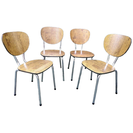 Mooi Set Van 4 Vintage Retro Formica Stoelen 1