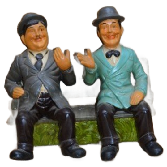 Keramisch Beeldje Laurel En Hardy Op Bankje 1