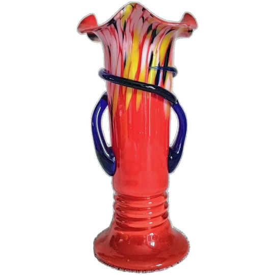 Prachtige Vintage Vaas Tsjechisch Spatterglas 1