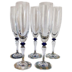 5X Vintage Champagneglas Donkerblauw Bolletje thumbnail 1