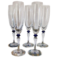 5X Vintage Champagneglas Donkerblauw Bolletje