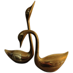 Set Van Zeer Grote (39,5 En 26 Cm) Vintage Zwanen Messing thumbnail 1