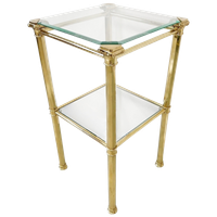 Hollywood Regency Bijzettafel Etagère Messing Glas 1970s
