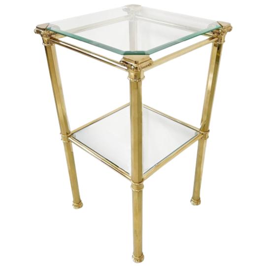 Hollywood Regency Bijzettafel Etagère Messing Glas 1970s 1