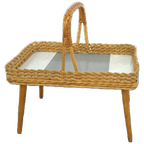 Rotan Dienblad Op Poten Met Grijs Formica thumbnail 1
