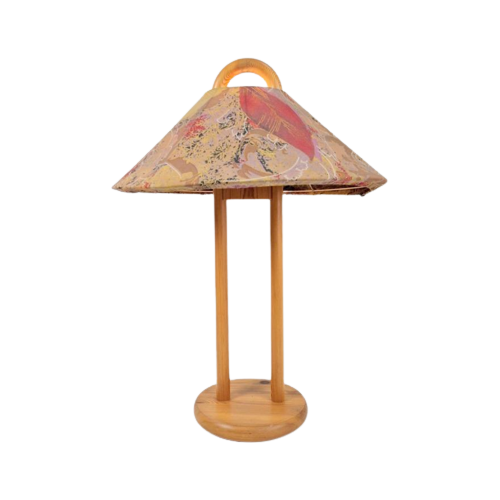 Vintage Deense Grenen Tafellamp Lys Pine ‘70 Japandi Lamp