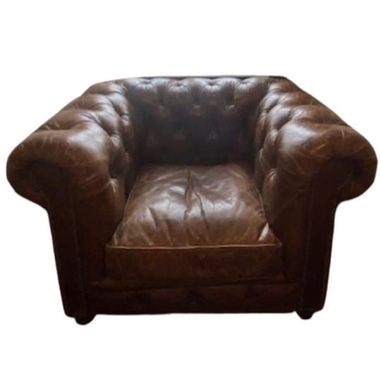 Vintage Chersterfield Club Fauteuil Cognac Leer 1