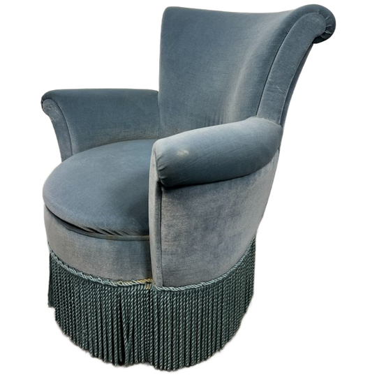 Vintage Cocktailstoel, Frankrijk 1960's, Blauw Velours 1