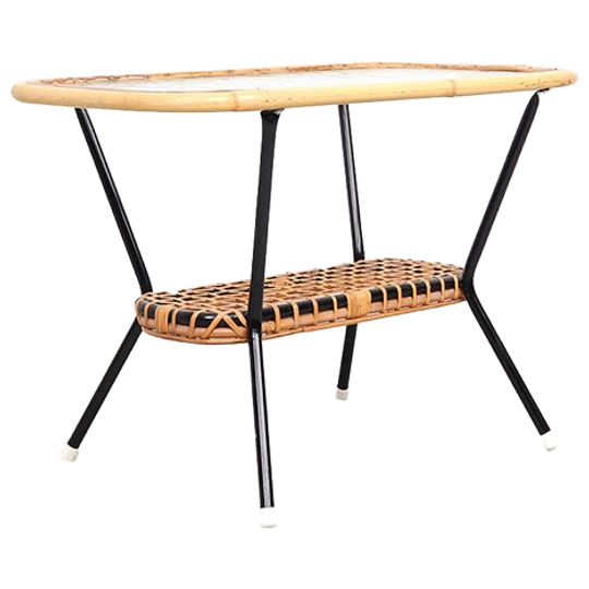 Vintage Rohé Rotan En Glas Salontafel, 1960s 1
