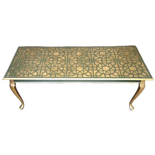 Salontafel In Groen Met Goud Patronen 1