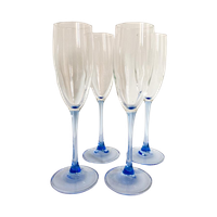 4X Champagneglas Met Blauwe Steel Luminarc