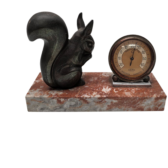 Art Deco Thermometer Op Marmeren Voet 1