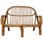 Vintage Rotan Bank, Tweezitter. Exclusief. Dutch Design. thumbnail 1