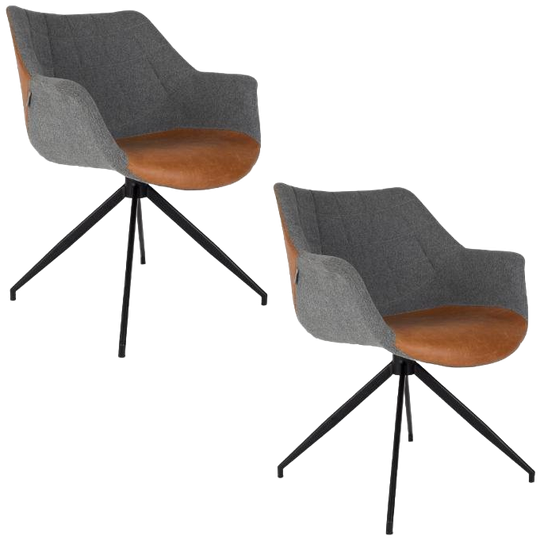 Zuiver | Doulton Armstoel Vintage Bruin Set Van 2 1