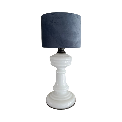 Vintage Glas Lampvoet , Opaline Glas Wit Jaren 60-70 Design Lamp.