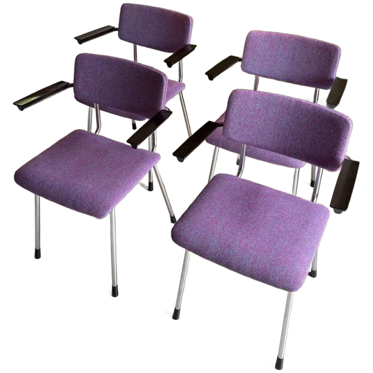 4x Gispen 1235 Eetkamerstoelen Met Armleggers Nieuwe Stof 1