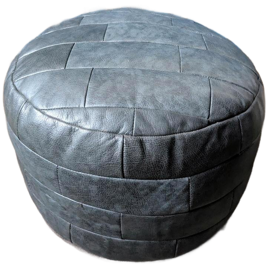 Vintage Leren Poef Patchwork 1