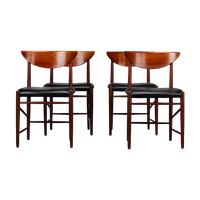 Zwarte Stoel Met Teak Frame Model 317 By Hvidt & Mollgaerd For Soborg Mobelfabrik, 1960S, Set Van 4