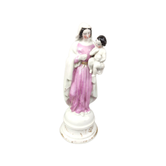 Antiek Porselein Beeldje Maria Met Kind 1