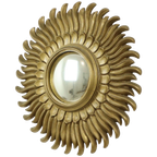 Vintage Zonnespiegel Sunburst Spiegel Convex Goud Hars 42Cm thumbnail 1