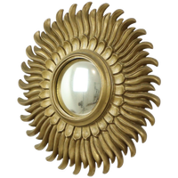 Vintage Zonnespiegel Sunburst Spiegel Convex Goud Hars 42Cm