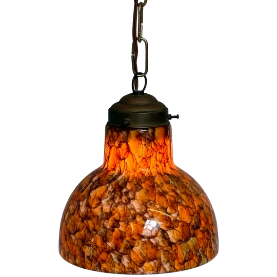 Art Deco - Hanging Pedant Light - Ceiling Fixture - Oval Shaped - Suspended By Chain, 1