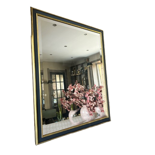 Spiegel Facet Geslepen Blauw & Goud Vintage 1