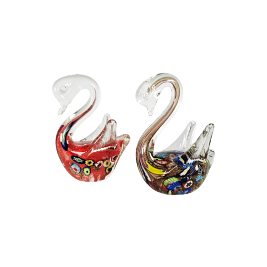 Murano - Zwanen (2) - Glas - Kristal - Beeldjes - Figurines - 90's 1
