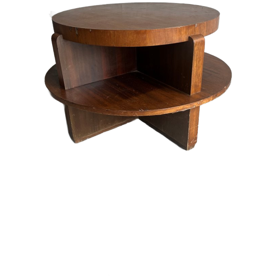 Vintage Art Deco Round Coffee Table With Double Tier 1