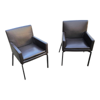 2 X Manet Minotti Arm Chairs 2004 / Dark Brown Leather / Chrome Height 83