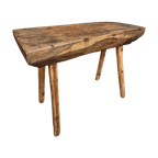 Antieke Primitieve Tafel Hakblok Sidetable Keukentafel Eiken thumbnail 1