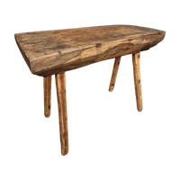 Antieke Primitieve Tafel Hakblok Sidetable Keukentafel Eiken