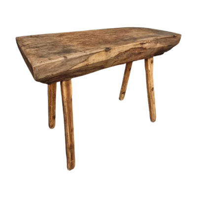 Antieke Primitieve Tafel Hakblok Sidetable Keukentafel Eiken