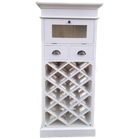 Wit Teakhouten Wijnrek, Wishkeybar Afm.65x40cm En 141cm Hoo