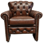 Scott Classic Chesterfield Eetkamerstoel – Antiek Bruin, Leer thumbnail 1