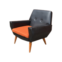 Fauteuil Retro Met Zwarte Skai