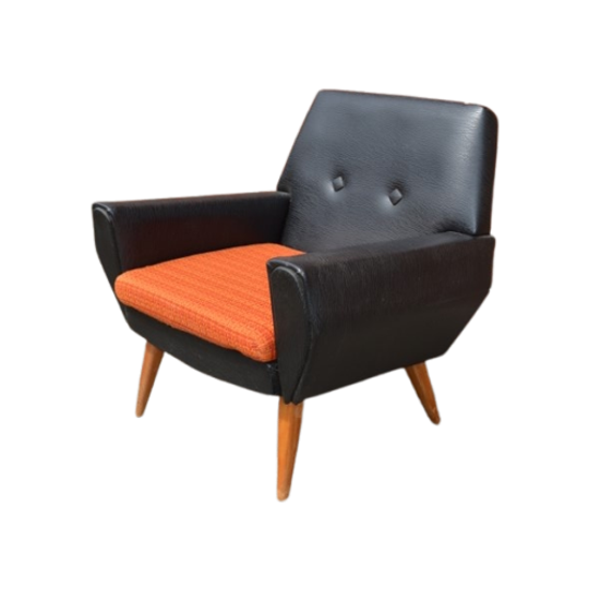 Fauteuil Retro Met Zwarte Skai 1