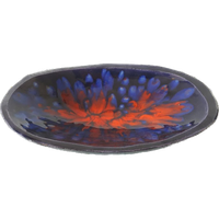 * 60's Keramieke Schaal Lava Glazuur Retro Fruitschaal