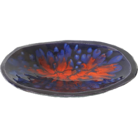 * 60's Keramieke Schaal Lava Glazuur Retro Fruitschaal 1