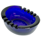 Nuutajärvi “Stadion” Glazen Asbak In Kobalt-Blauw thumbnail 1