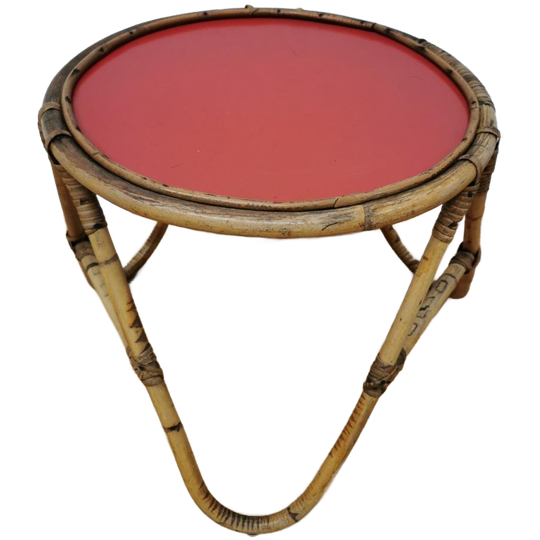 Vintage Rotan, Rattan, Bamboe Salontafeltje, Bijzettafeltje 1
